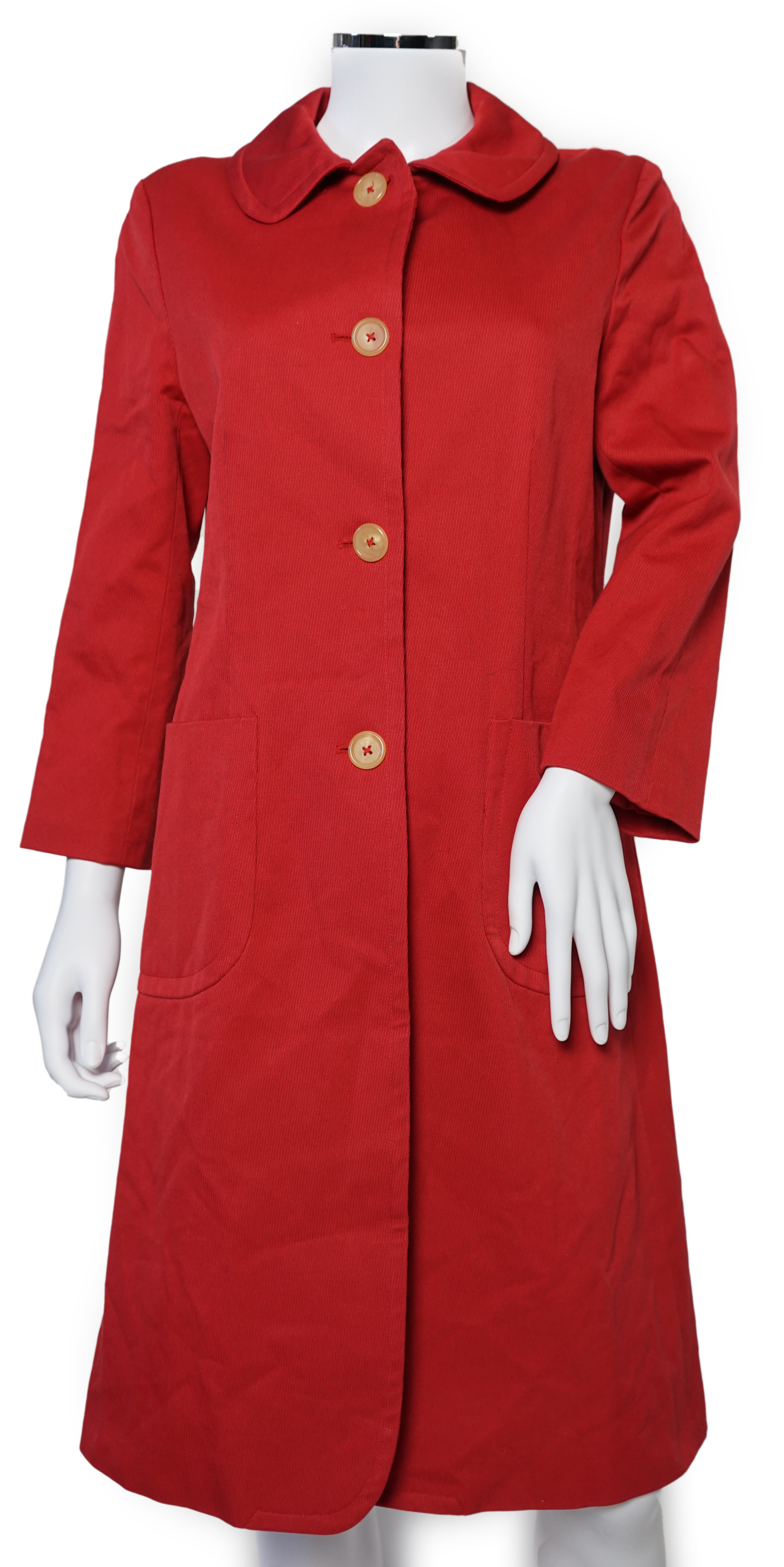 A DKNY red lady's coat and a DKNY satin jacket, coat size 6, jacket size 8